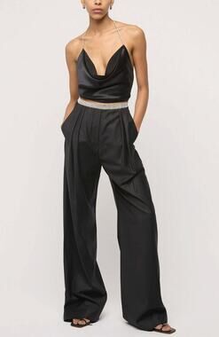 Michael Lo Sordo Pants 10 Crystalline Stellar Boy Wool Pant in Black Dressy